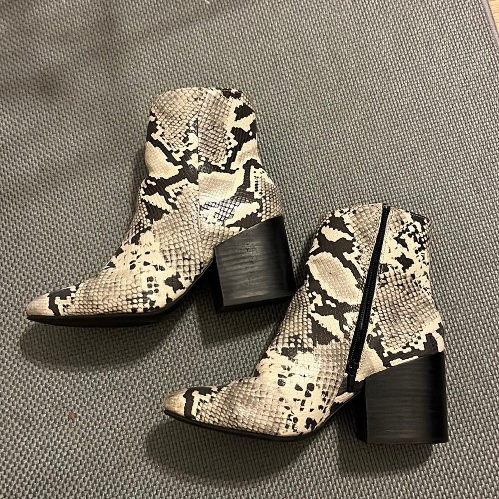 Snake print booties
